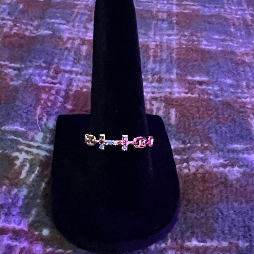 Elegant Gold and Silver Women's Ring with cross